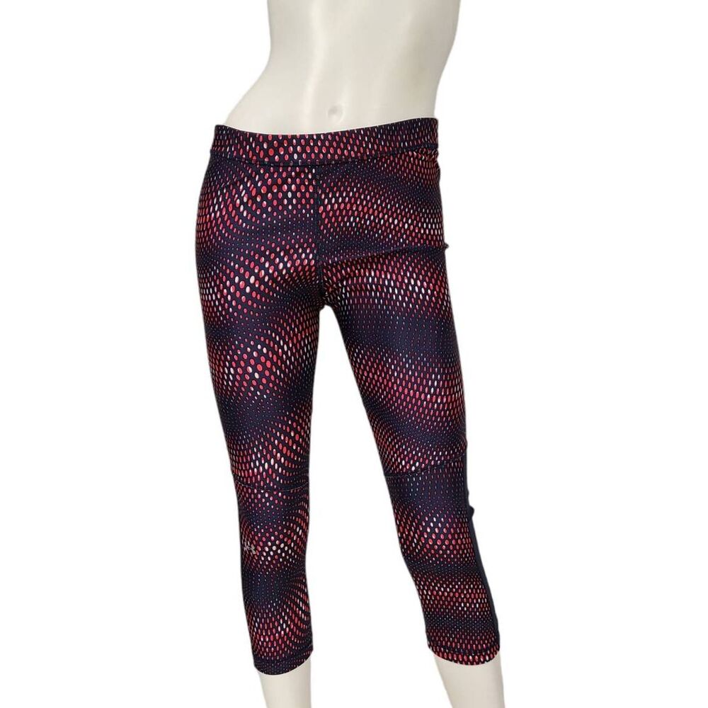 Under Armour Black And Red Polka Dot Cropped Leggings Womens Size Large